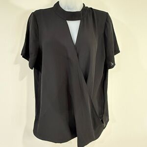Sienna Sky Black Flutter Sleeve Blouse with Asymmetrical Design